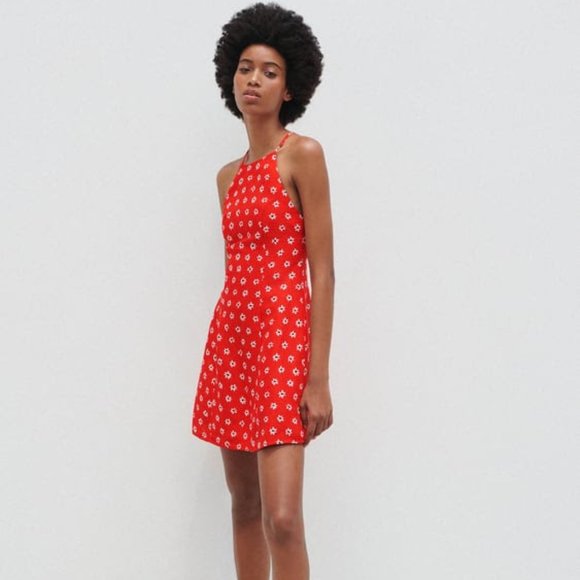 Zara Dresses & Skirts - ZARA  Red & White Daisy Dress Size L